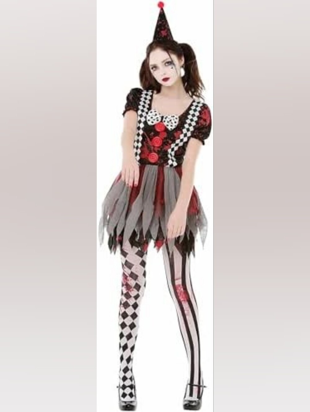 Hauntlook Crazy Clown Costume Dress Halloween Cosplay Harlequin NWOT